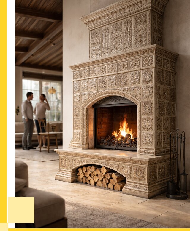 Купить изразцовый камин в Солнечногорске от 260200 р. | ЭриданСлн