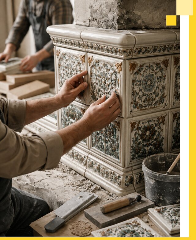 Изразцовые камины под ключ в Солнечногорске: проект и монтаж