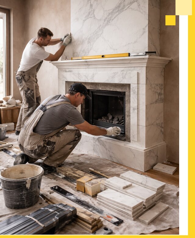 Отделка каминов в Солнечногорске качественные облицовочные работы