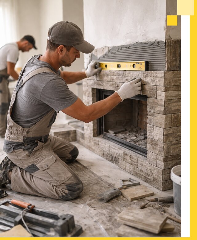 Облицовка каминов в Солнечногорске, монтаж и отделка натуральным камнем