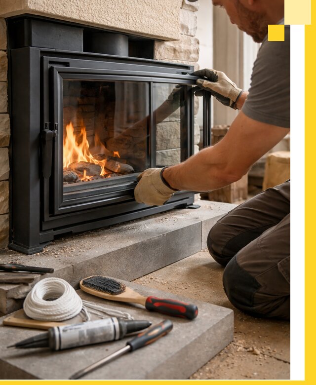 Производство, монтаж и доставка каминов со стеклом в Солнечногорске