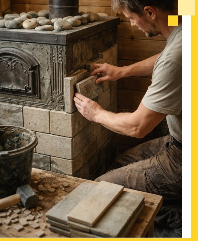 Облицовка банных печей в Солнечногорске профессиональная отделка