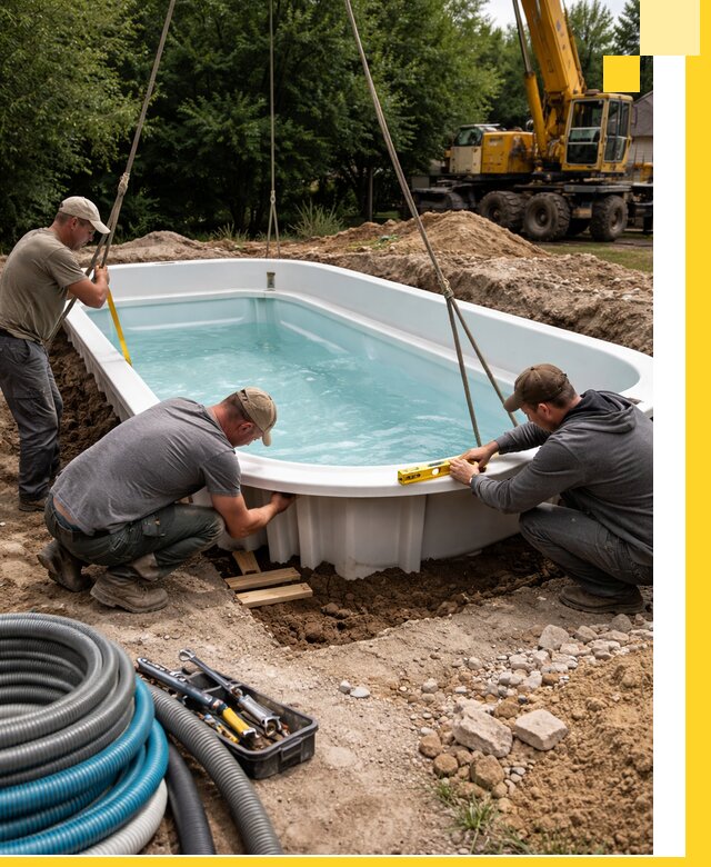 Установка и монтаж композитных бассейнов под ключ в Солнечногорске