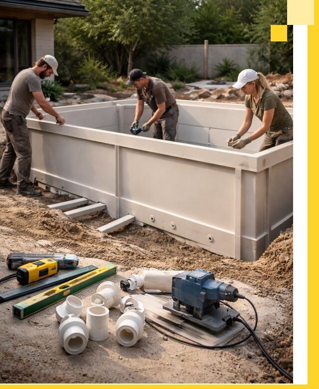 Установка полипропиленовых бассейнов под ключ в Солнечногорске