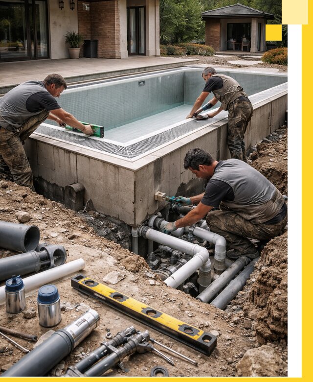 Строительство переливных бассейнов в Солнечногорске под ключ