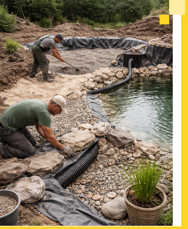 Строительство природных бассейнов и озер в Солнечногорске под ключ