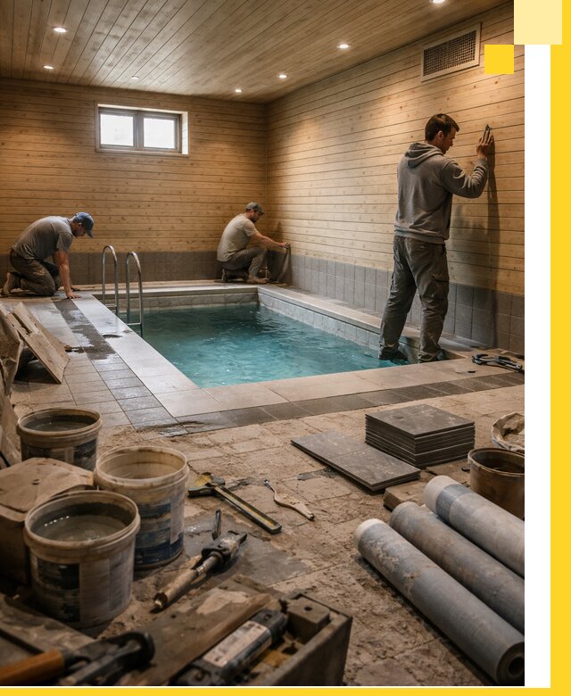 Строительство бани с бассейном и сауной под ключ в Солнечногорске