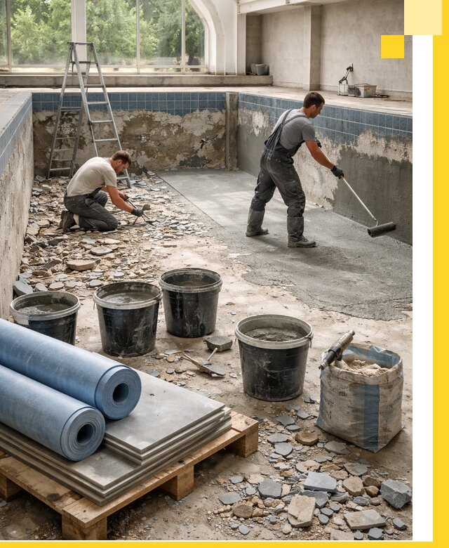 Реконструкция бассейнов в Солнечногорске: ремонт, гидроизоляция