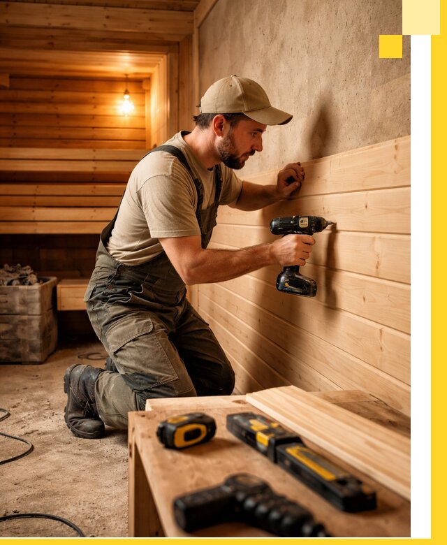 Профессиональная внутренняя отделка бани в Солнечногорске под ключ