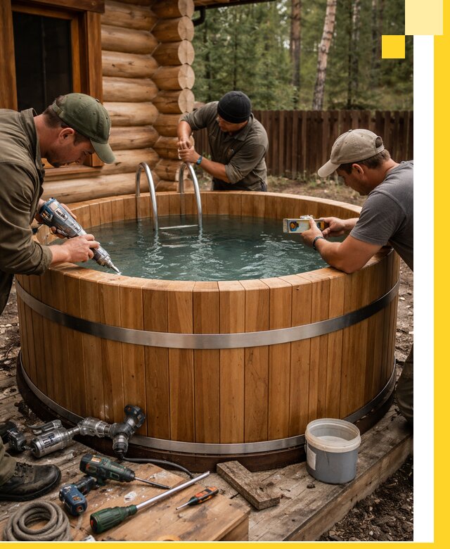 Строительство бань с купелью под ключ и отделкой в Солнечногорске