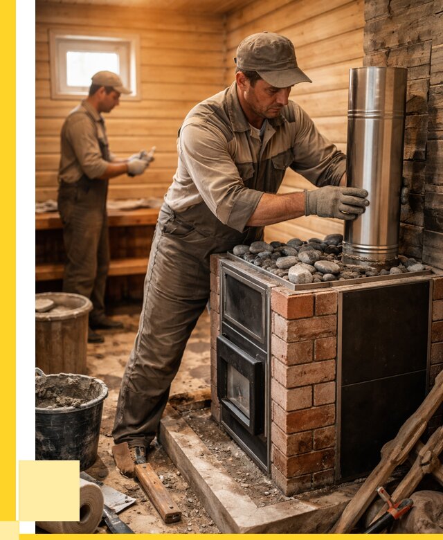 Монтаж печи в бане под ключ в Солнечногорске от 20816 р. | ЭриданСлн