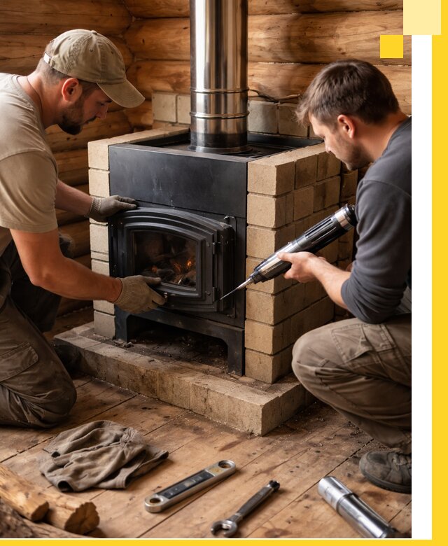 Монтаж и установка печи в бане под ключ с гарантией в Солнечногорске