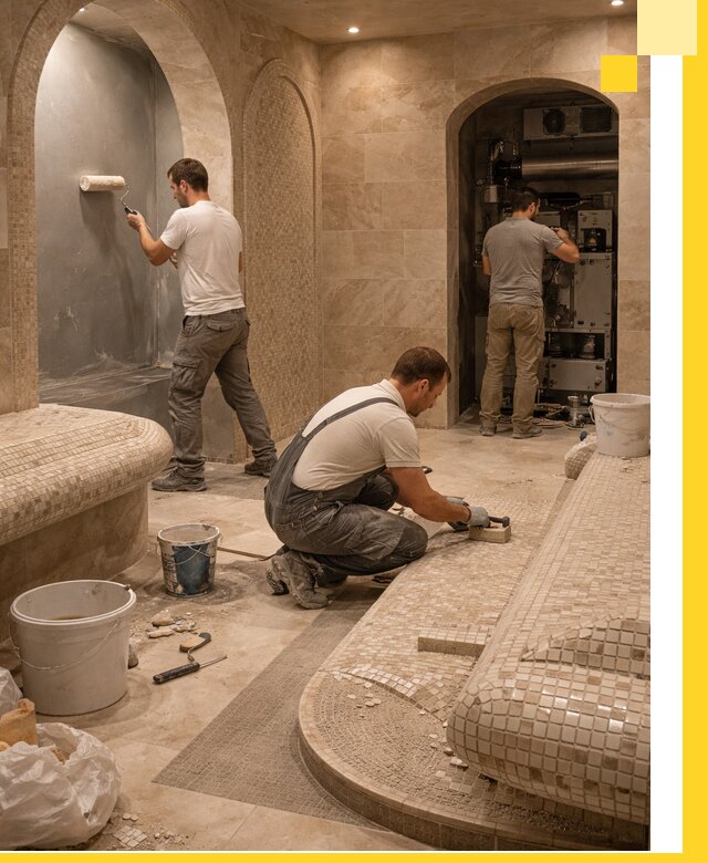 Строительство бани с хамамом и бассейном под ключ в Солнечногорске