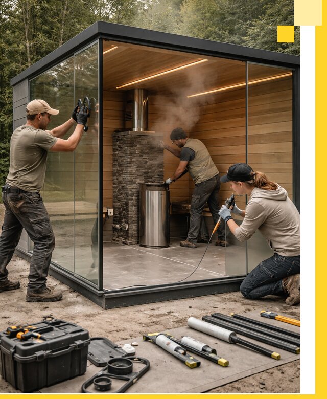 Проектирование и строительство стеклянных бань в Солнечногорске