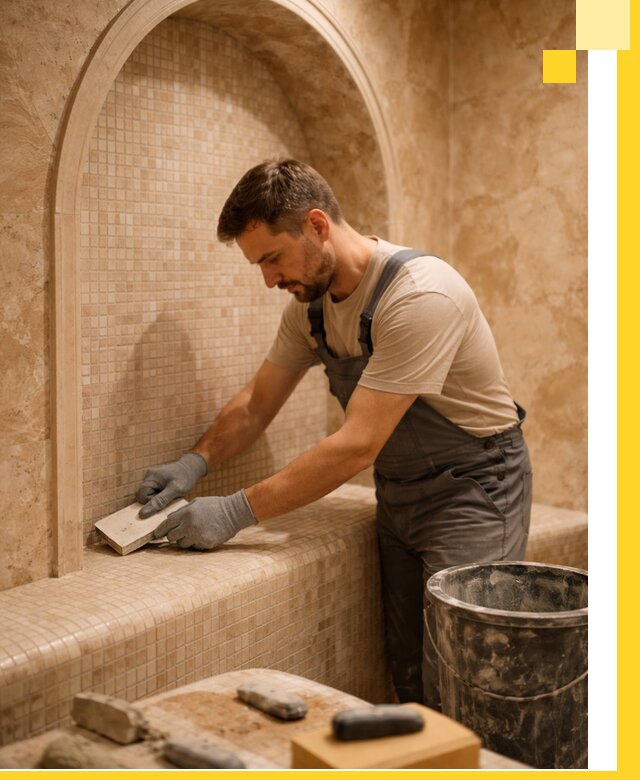 Профессиональная отделка хамамов с мозаикой под ключ в Солнечногорске